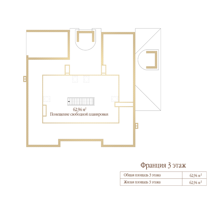 Планировка мансарды дома по проекту Франция, в КП Онегино Проект Франция, мансарда, поселок Онегино